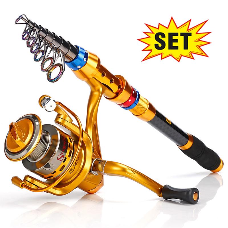 Angelrute und Angelrollen-Set, Metall, 13 + 1BB, Outdoor-Sport, Meeresangeln, Reisen, Angelgerät 1.8&AF2000