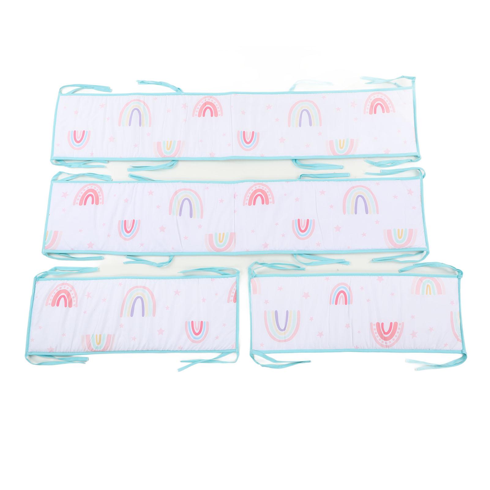 Krippeneinlage, vierseitig, niedlich bedruckt, weich, atmungsaktiv, Bettumrandungen für Neugeborene und Kleinkinder, Stil 2