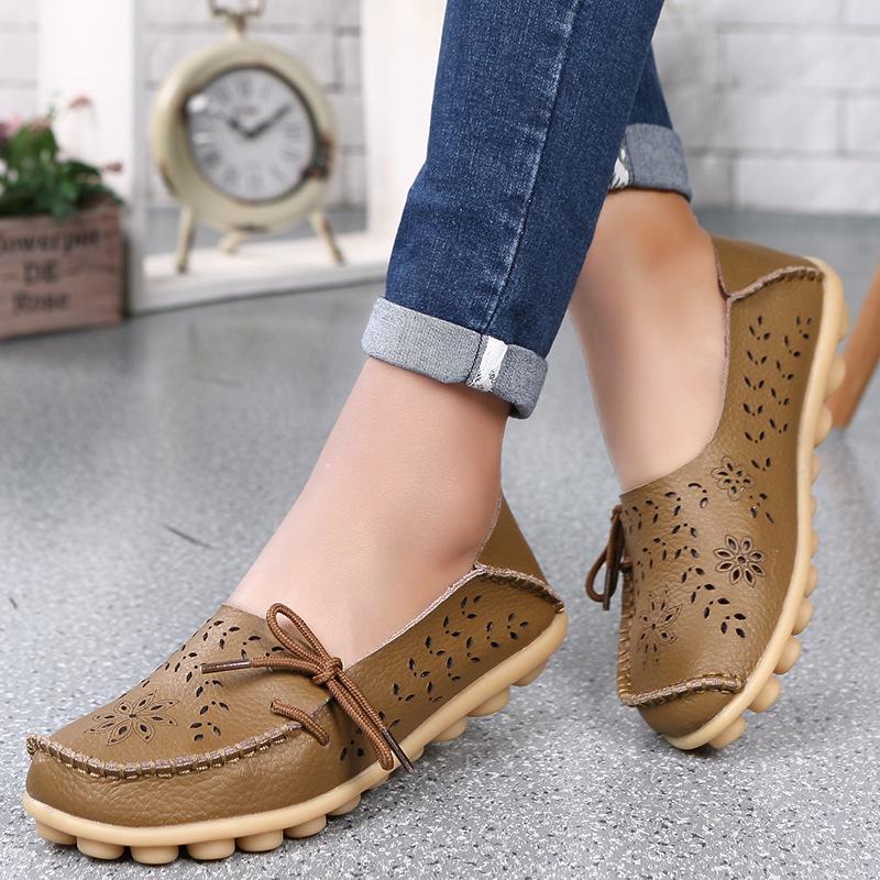 Damen Flache Schuhe Mode Damen Freizeitschuhe Atmungsaktive Damen Loafer Flacher Komfort Mama Schuhe Damen 36 khaki