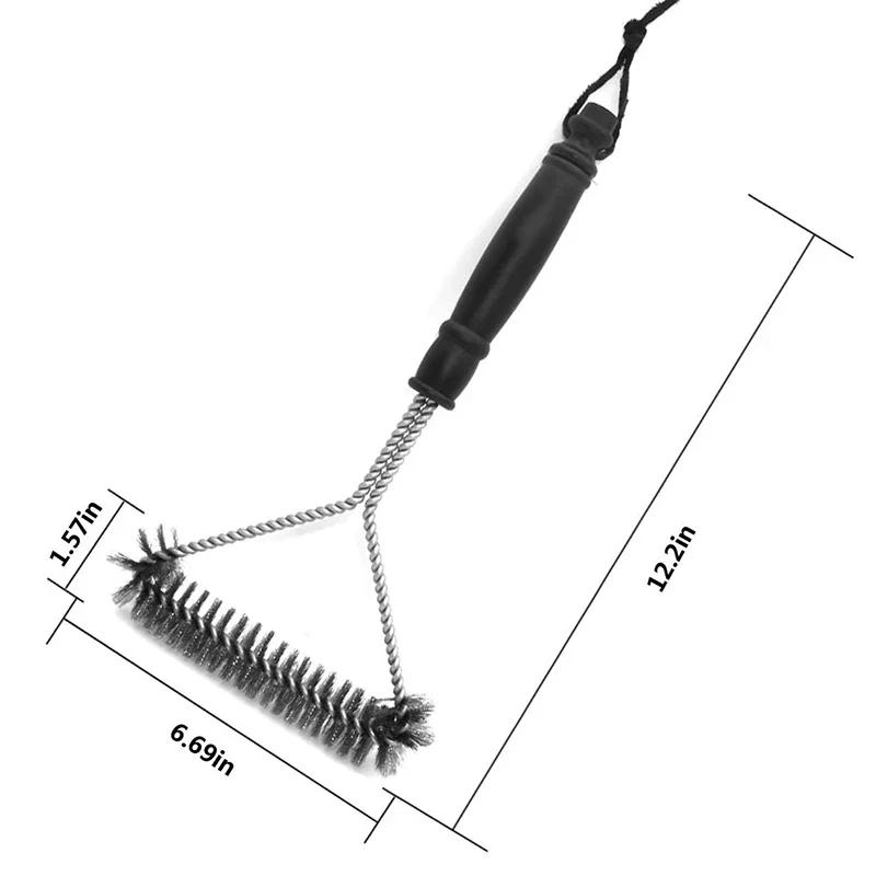 Barbecue Grill BBQ Pinsel Clean Tool Grill Zubehör Edelstahl Borsten Antihaft-Reinigungsbürsten Grill Zubehör black
