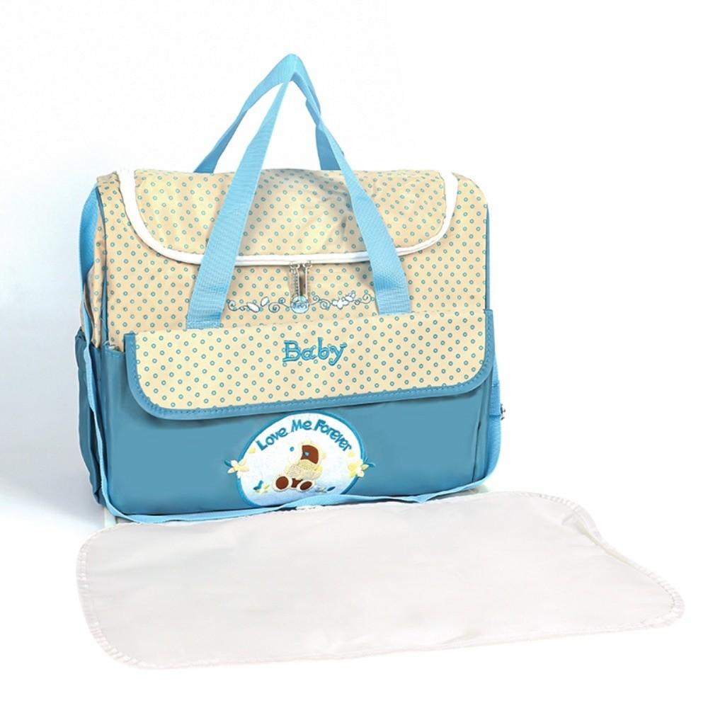 5 Stück/Set Große Kapazität Baby Wickeltasche Multifunktionale Umhängetaschen Neue Schultertasche Reisen Blue-L