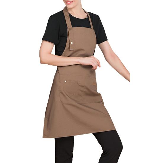Verschleißfeste Küchenschürze, verstellbare Mode, Bar, Geschäft, Café, Arbeitskleidung, Hausarbeitsschürze braun