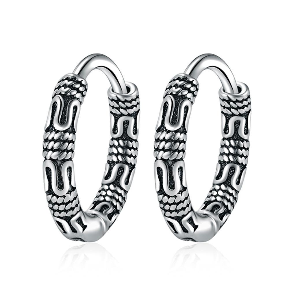 Vintage 925 Sterling Silber Creolen Muster Ohrring Für Frauen Silberschmuck Korea Neu gray