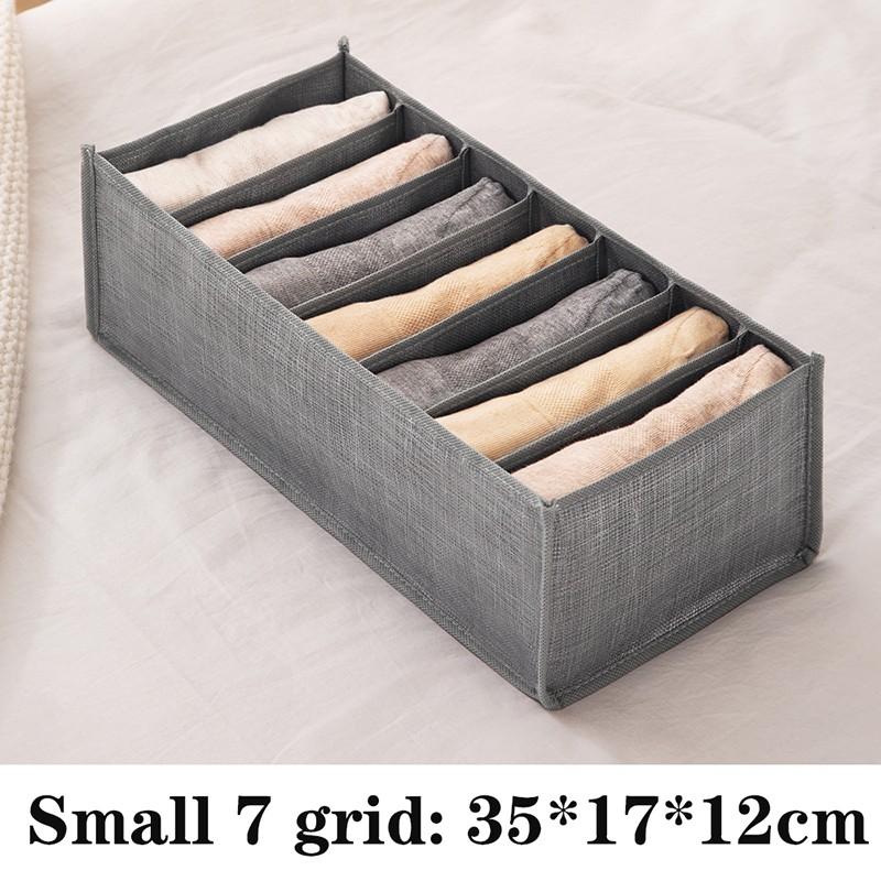 Jeans-Schrank-Organizer, Aufbewahrungsboxen, Schrank-Organizer, Kleiderschrank-Trennwände, Schubladen-Organizer, faltbare Unterwäsche-Aufbewahrungsbox 7grids 35*17*12cm grau