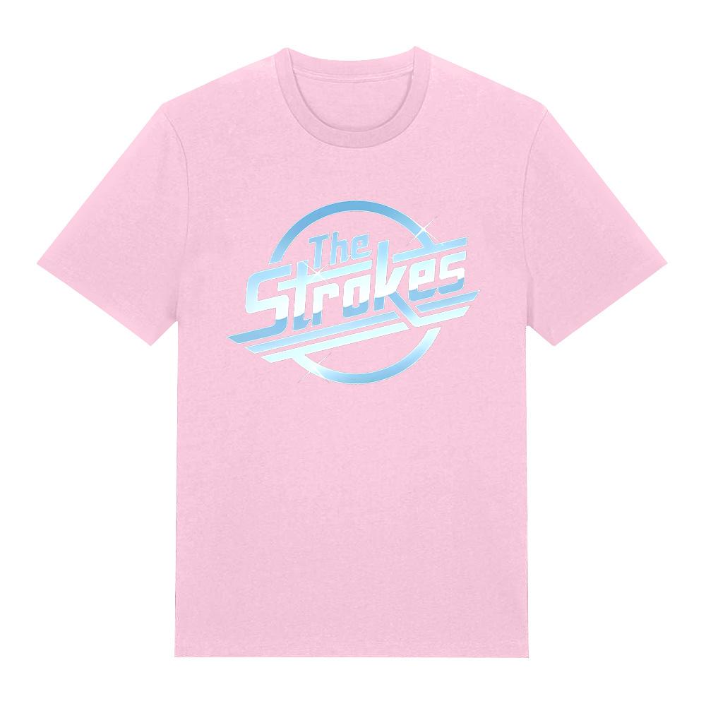 The Strokes Rockband-Logo-T-Shirts, The Strokes Merch-T-Shirts, Vintage-Grafikdruck-Kleidung, Unisex-T-Shirts aus reiner Baumwolle mit kurzen Ärmeln, Anime-T-Shirt S rosa