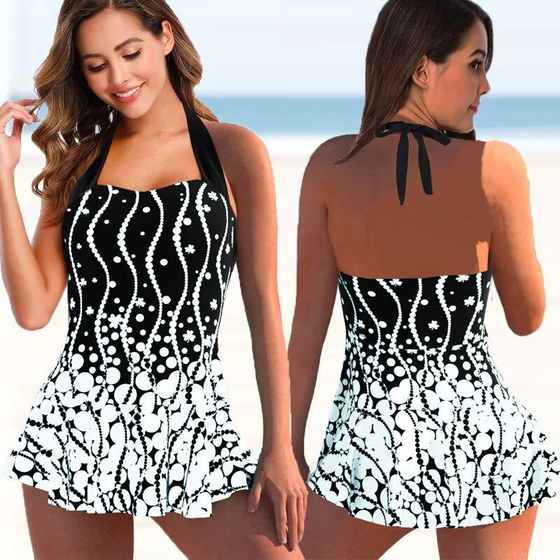 Frauen Floral Print Badeanzug Frauen Plus Größe Zwei Stück Drucken Swimdress 2024 Mädchen Strand Badeanzug Sommer Bademode Bikini 5XL XXXL weiß