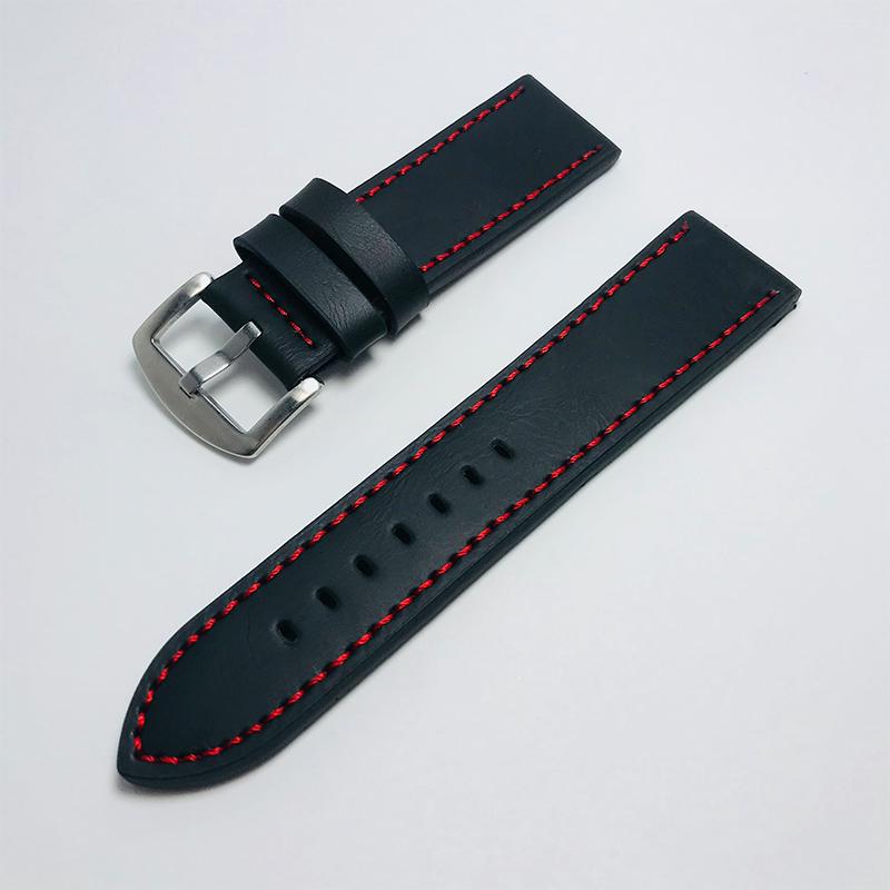 Universal Fashion Writst Uhr Band Uhr Srtap Uhr Gürtel Öl Wachs Rindsleder Langlebig 18/20/22/24mm 20mm rot/schwarz