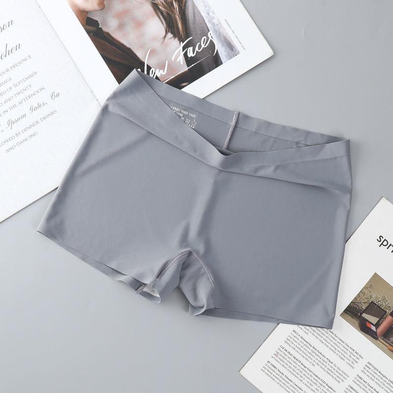 Damen Boxershorts Unterwäsche Nahtlose Höschen Einfarbige Boyshorts Mittlere Taille Höschen Unsichtbare Sicherheitshöschen Weibliche Unterhosen L(50-60KG) grau