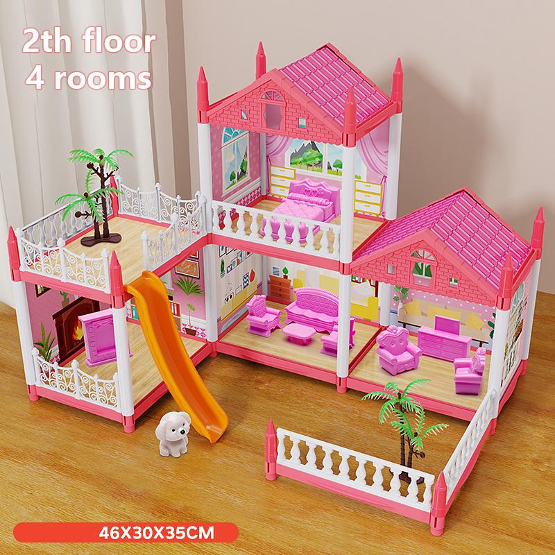 Kindermusik Puppenhaus Montage Villa Haus 3D DIY Traum Prinzessin Schloss Villa Montage Puppenhaus Set Spielzeug Mädchen Familienspielzeug