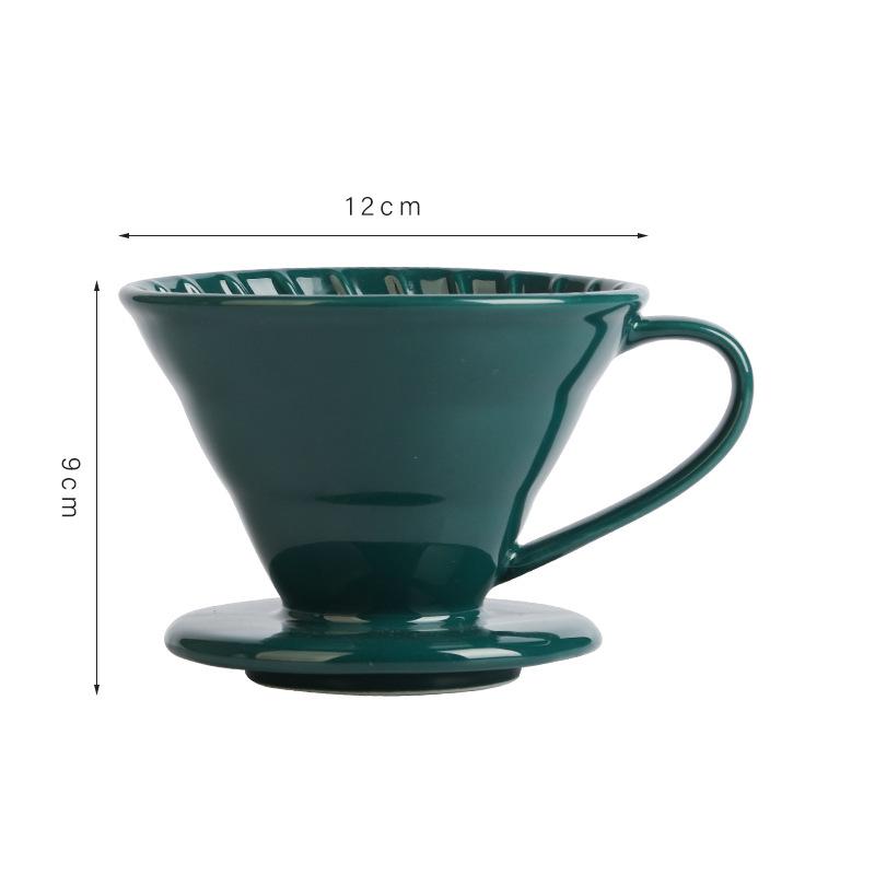Keramik handgebrühter Kaffeefilterbecher V60 konisches Filtergewinde Tropfkaffeetasse kreatives Kaffeegerät grün