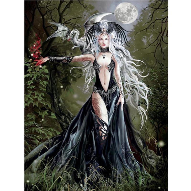 Volle 5D Diy Diamant Malerei Wald Hexe Diamant Stickerei Volle Lay Anime Kreuz Stich Kits Home Decor Handgemachtes Geschenk Round 50x70cm