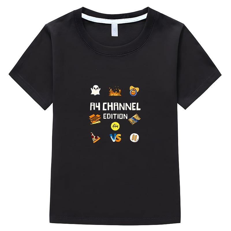 Cartoon Merch A4 Lamba Junge Mädchen T-Shirt Sommer 100 % Baumwolle Kinder Vlad A4 Papier Cartoon Kurzarm y2k Kinderkleidung einteilig 110 schwarz