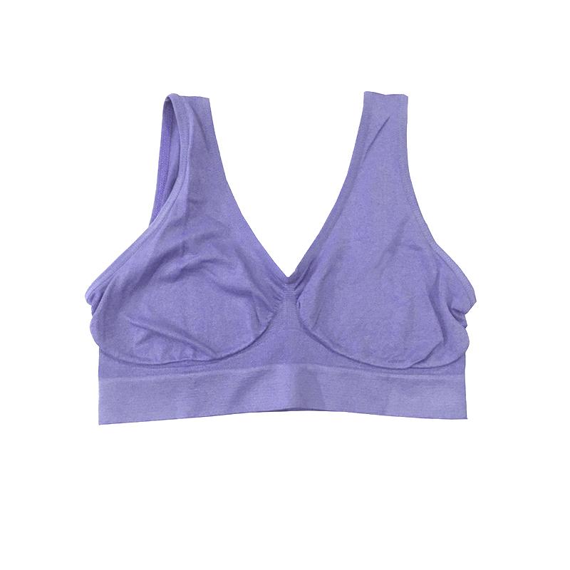 Damen-Sport-BH ohne Brustpolster oder Stahlringe, einfarbig, großes Tank-Top, einlagig, ohne Brustpolster, BH, Damenunterwäsche M violett