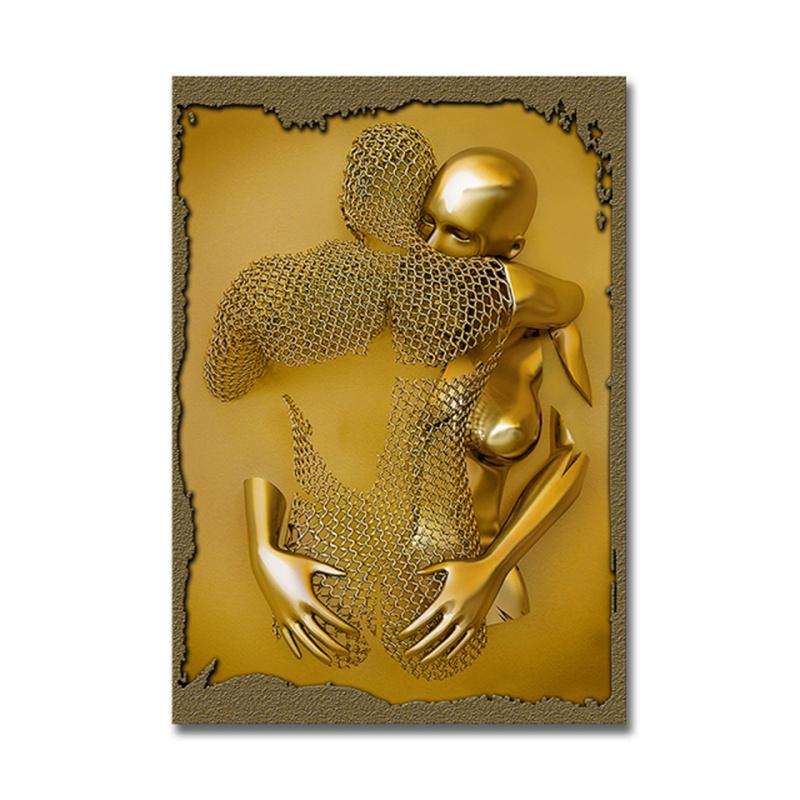 3D-visuelle Gold-Silber-Wandkunst, Bilder aus Metall, modern, skandinavisch, personalisierte Leinwand, Innengemälde, Drucke, Heimdekoration 20x30cm grün