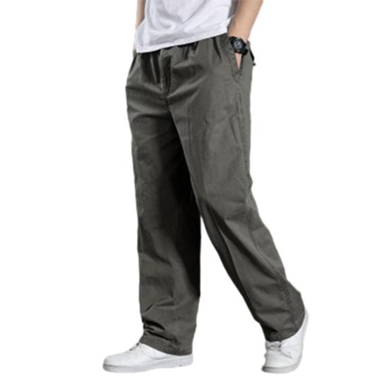 Männer Cargo Hosen Frühling Herbst Elastische Taille Kordelzug Einfarbig Casual Lose Große Tasche Weiche Männliche Gerade Breite Bein Hosen herrenmode M armee grüne