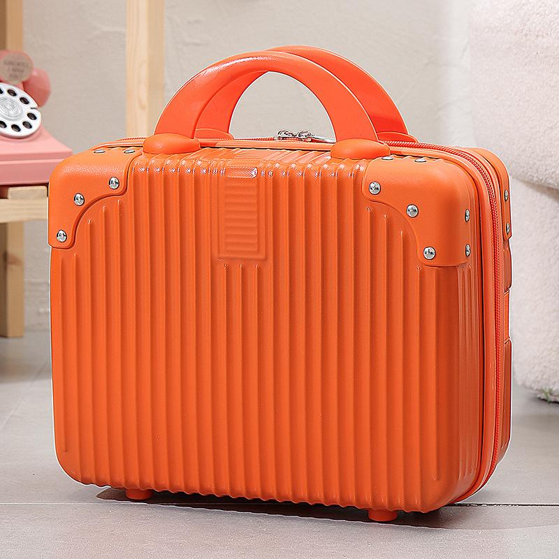 14 Zoll Mini Reisekoffer Kosmetikbox Handgepäck Organizer Make-up-Koffer Kleine Passwortbox Boarding Case für Frauen Mädchen orange
