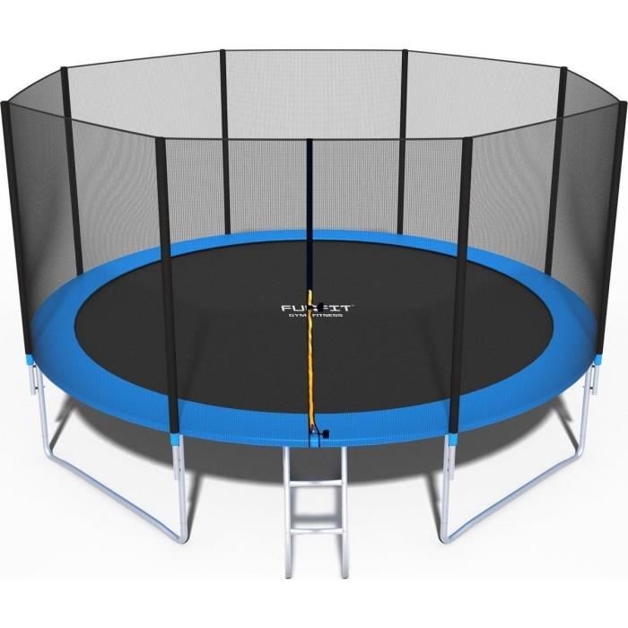 Trampolin - VIKING CHOICE - Rundes Trampolin 435 cm - Max. 180 kg - Sicherheitsnetz inklusive - Leiter inklusive blau