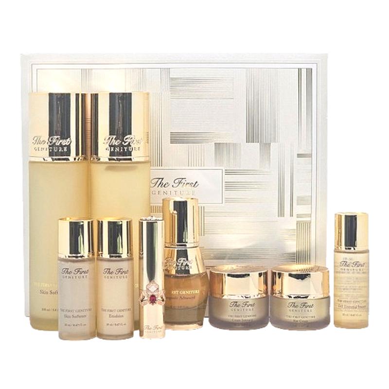 OHUI The First Geniture Signature Hautpflege-Set Hautweichmacher 150ml + Emulsion 145ml + 6 Miniaturen + Roter Lippenbalsam Anti-Aging Luxus-Set Skincare Set