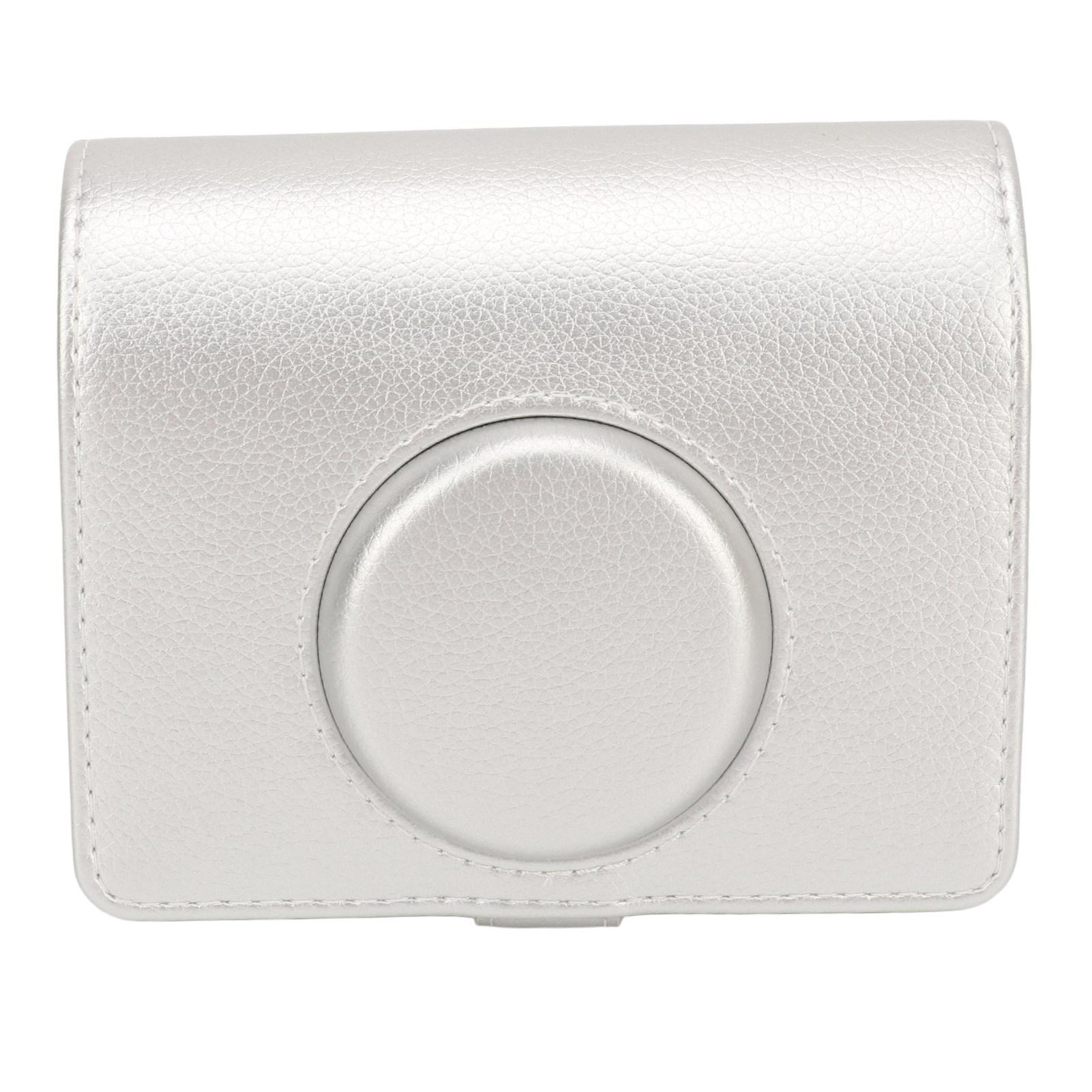 Sofortbildkamera Tasche Vintage Magnetischer Klappdeckel Kratzfest mit Schultergurt Kamera PU Leder silber