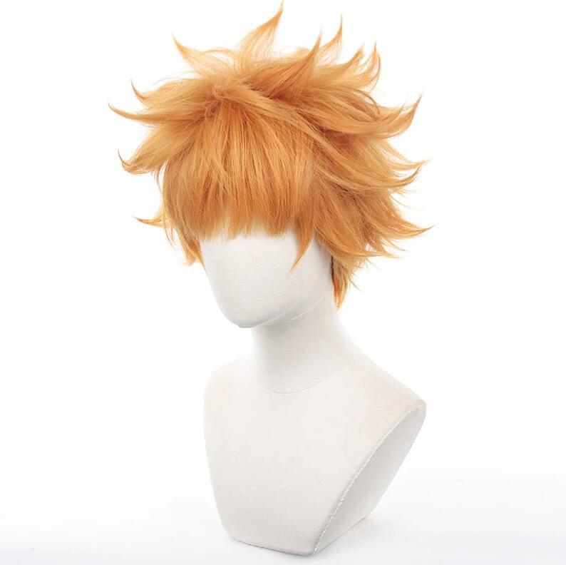 Anime Blue Lock Held Kunigami Rensuke Cosplay Perücke 30cm Kurz Gelb Orange Hitzebeständiges Haar Team Z Nr.9 Perücken + Perückenkappe One Size