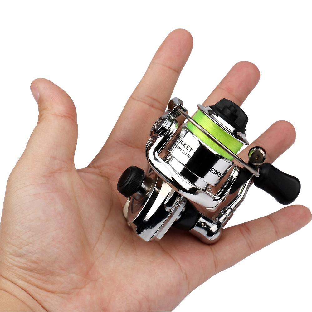 Mini 100 Tasche Spinning Angelrolle Angelgerät Kleine Spinnrolle 4,3:1 kleine Pesca-Rolle mit Metallrad und 100 m Schnur.