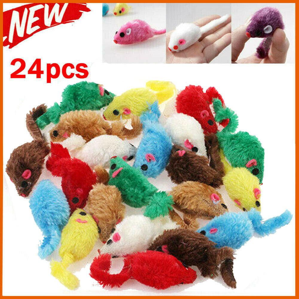 24 Stück/Packung Haustier Katze Maus Spielzeug Simulation Plüsch Maus Spielzeug für Katze Interaktives Spiel Kätzchen Haustierbedarf Zufällige Farbe