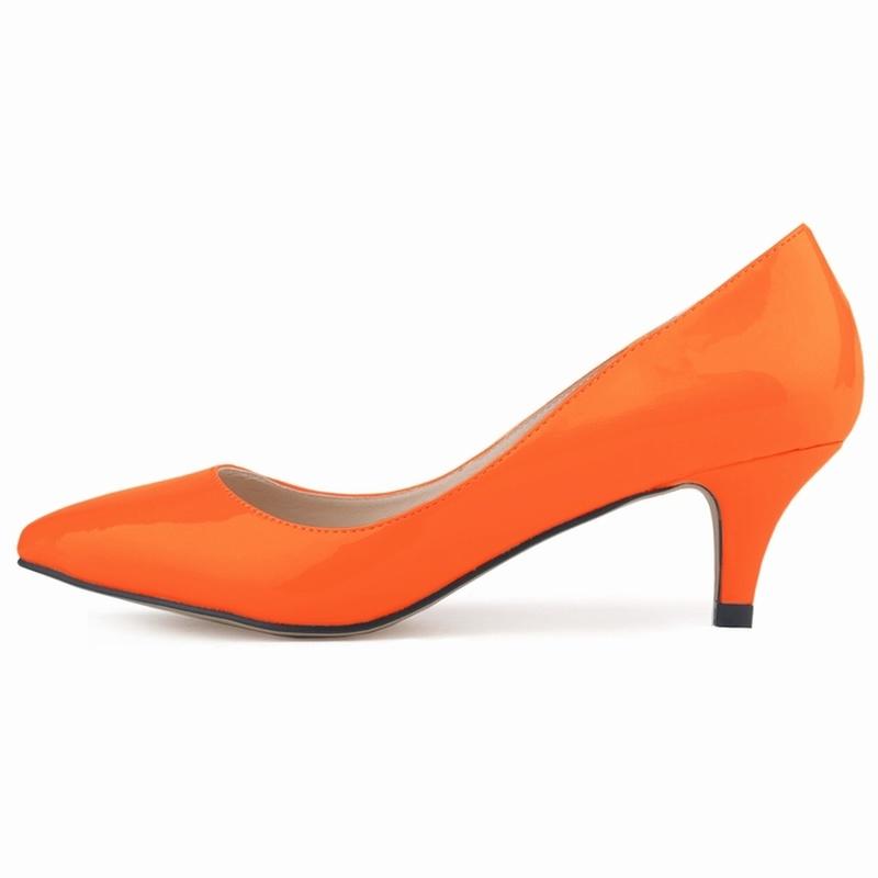 Klassische sexy spitze niedrige Med Kitten Heels Damen Pumps Schuhe Frühling Markendesign Hochzeitskleid 36 orange