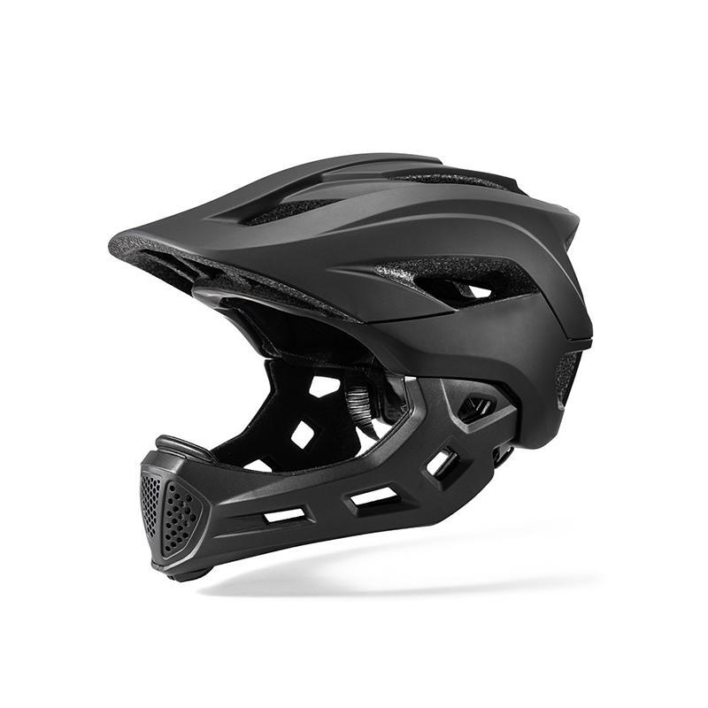 Kinder Vollgesichts-Fahrradhelm 2-in-1 Abnehmbar Leicht für Radfahren Skateboard Roller, Verstellbarer MTB BMX Helm für Jungen Mädchen Alter 4-10 schwarz