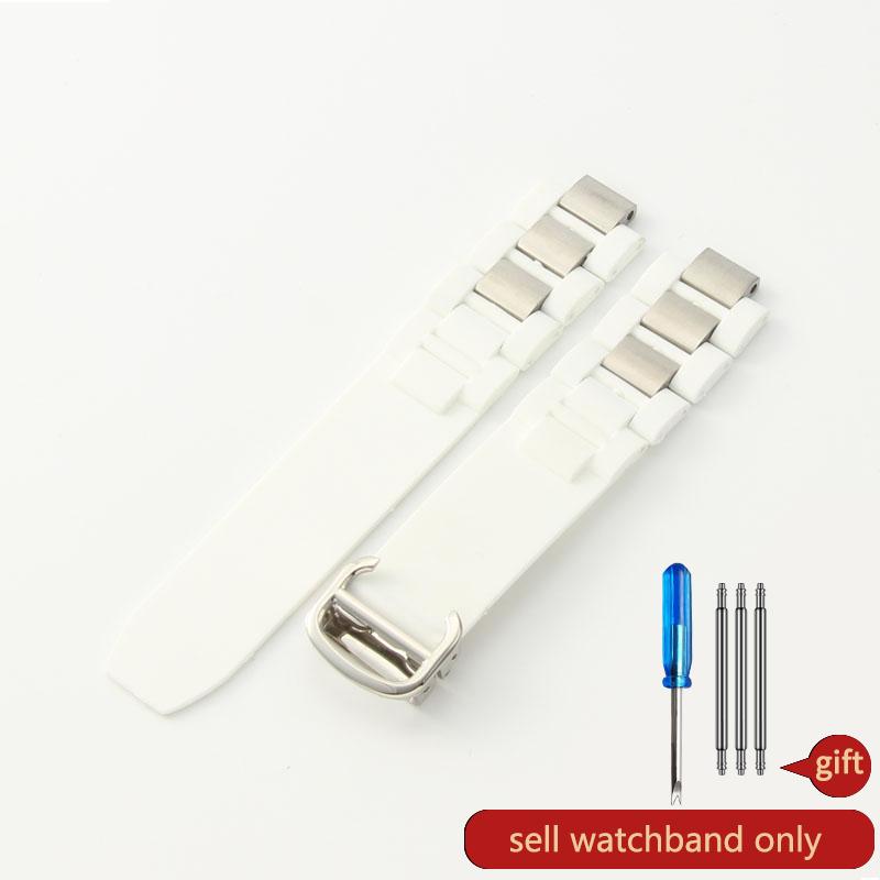 20mm*10mm Schwarzes Ersatz-Silikonkautschuk-Uhrenarmband für Cartier 21 Chronoscaph W10198U2 W10125U2 W10197U2 W10184U2 10x20mm