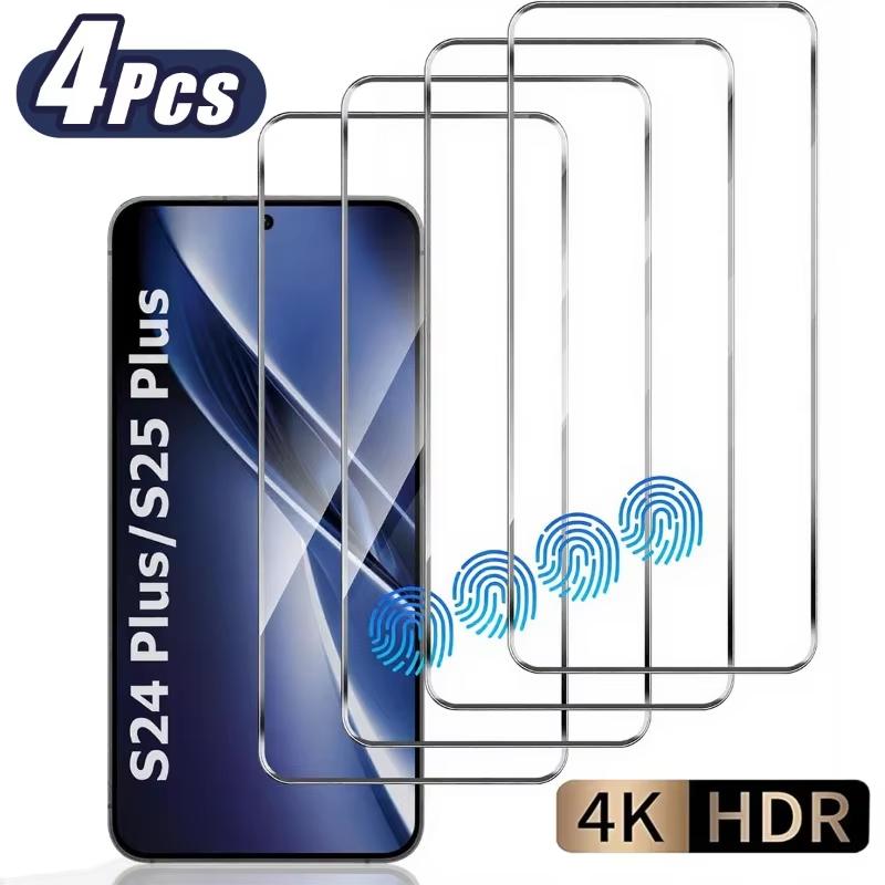 4 Stück Vollabdeckung HD Hartglas Displayschutzfolie für Samsung Galaxy S26 S25 Edge S24 Ultra S23 S22 S21 Plus S24 S25 S23 FE S20FE Note20 Glasfolie Samsung S25 Edge