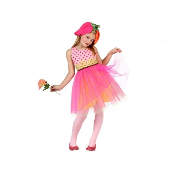 Blumenkostüm AC-DÉCO für Kinder rosa - Tüllkostüm für Karneval, Halloween oder Themenparty