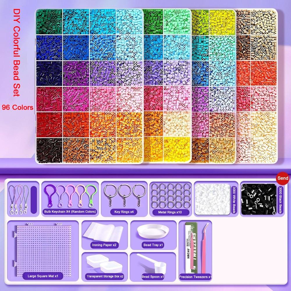 Hochwertiges Bügelperlen-Set 2,6 mm Größe 3D Puzzle Perlen Perler Hama Perlen Handgemachtes Handwerk 96 Colors