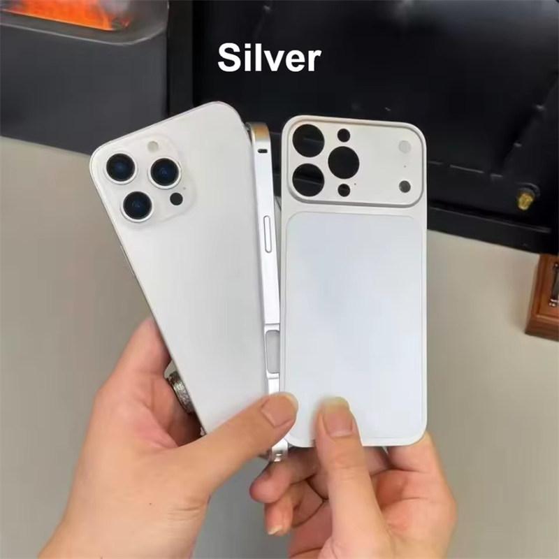 Originalfarbenes Legierungsrahmengehäuse für 17 16 15 14 13 Pro/Pro Max Sofortiges Upgrade 17Pro/Pro Max Großfenster-Rückwand Sturzsichere Hülle iPhone 17 Pro Max silber