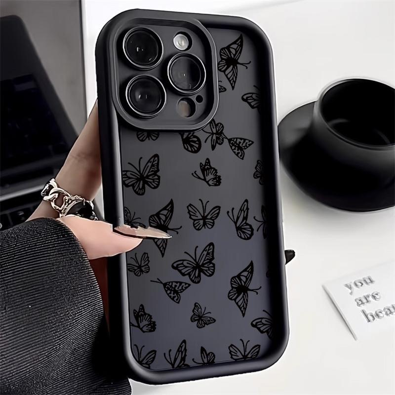 Schmetterlingshülle für iPhone 15 Pro Max Hülle für iPhone 11 13 12 16 14 Pro Max XR XS X 7 8 Plus SE Stoßfeste Weiche TPU Handyhülle For iPhone 16 gray