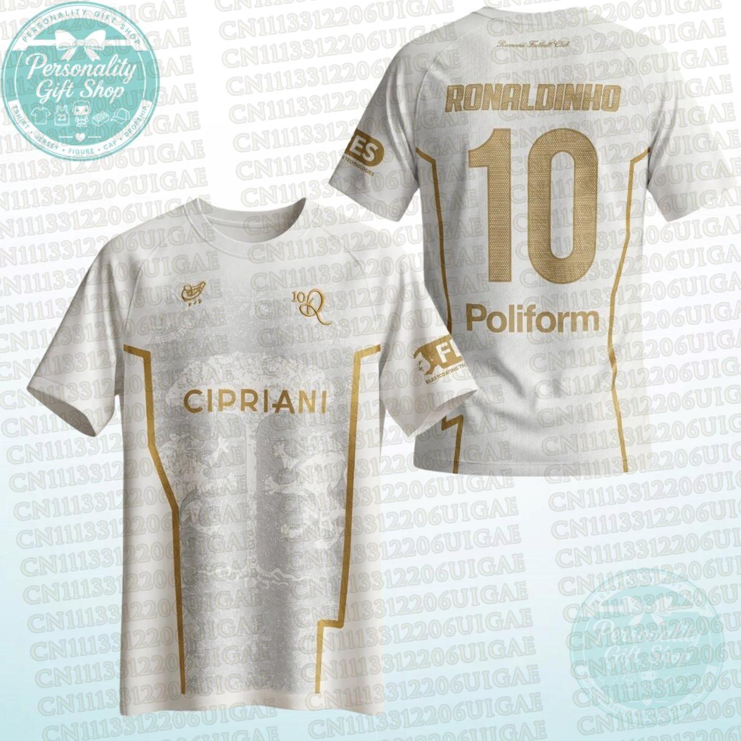 Ronaldinho 10 Ravenna 2026-27 Sonderedition Herren Trainings-Fußballtrikot Kurzarm Atmungsaktiv Uniform Kinder Fußballtrikot XXS white