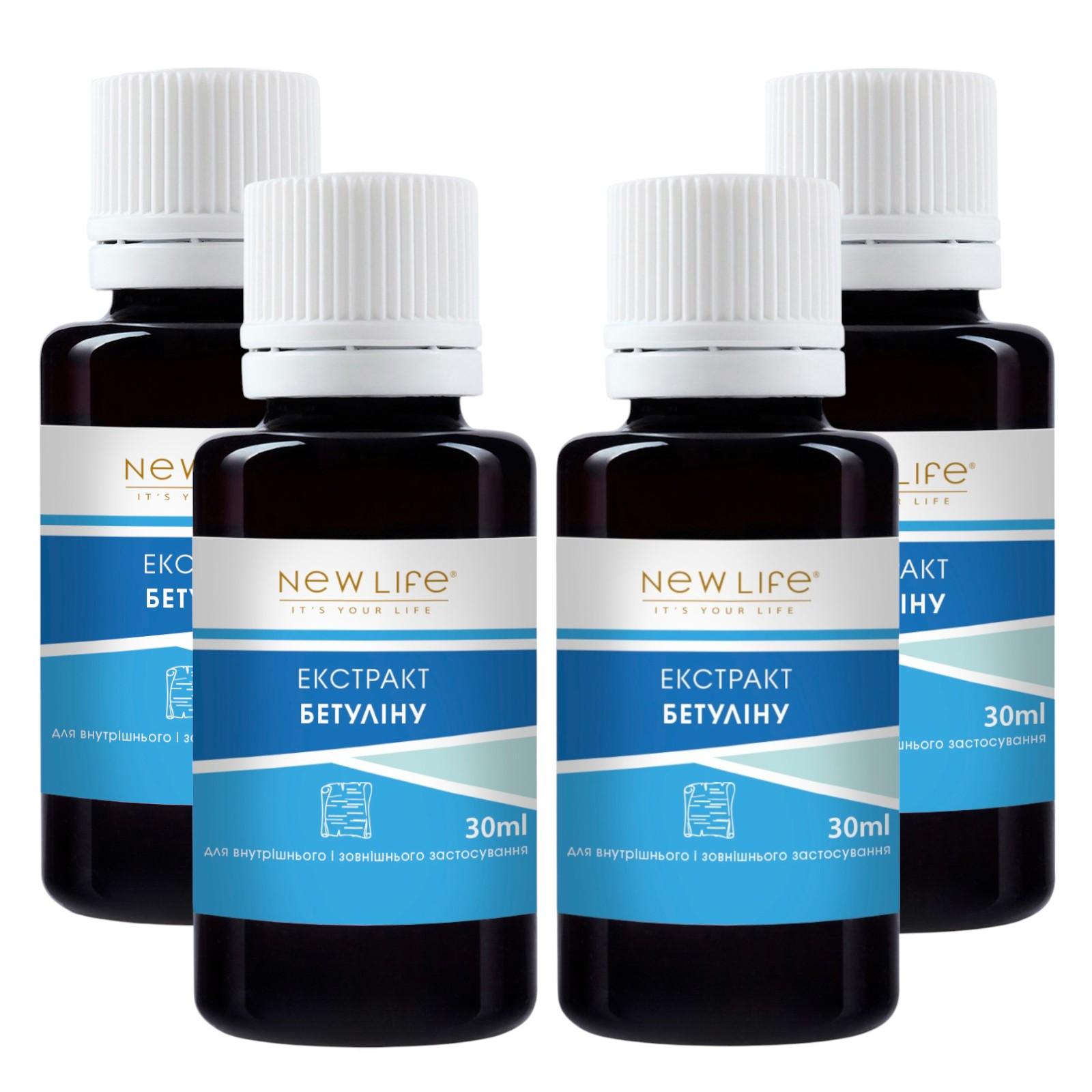 Betulin (Birkenrinde) Extrakt, Tinktur, pflanzliches flüssiges Nahrungsergänzungsmittel, neues Leben 4x30 ml (course 2 month)
