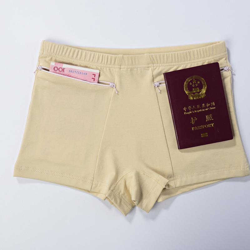 Frauen Baumwolle Höschen Hohe Taille Slips Taschen Reißverschluss Unterwäsche Plus Größe Unterhosen Einfache Ältere Weibliche Sicherheit Shorts Hosen Hosen-shorts Bikinis L apricot