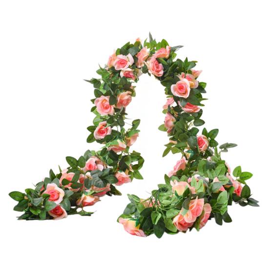 220CM Künstliche Rosenblüten-Girlande 16 Köpfe UV-beständig Realistische Kunstblumen Rattan-Ranke Hochzeitsparty Hängende Simulation Blüte champagner