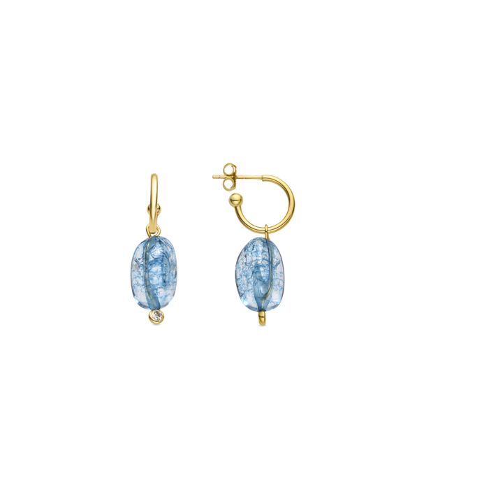 Luxenter Ohrringe aus 925er Silber und dunkelblauem Kristall, 18 Karat Gold-Finish - Xiua blau