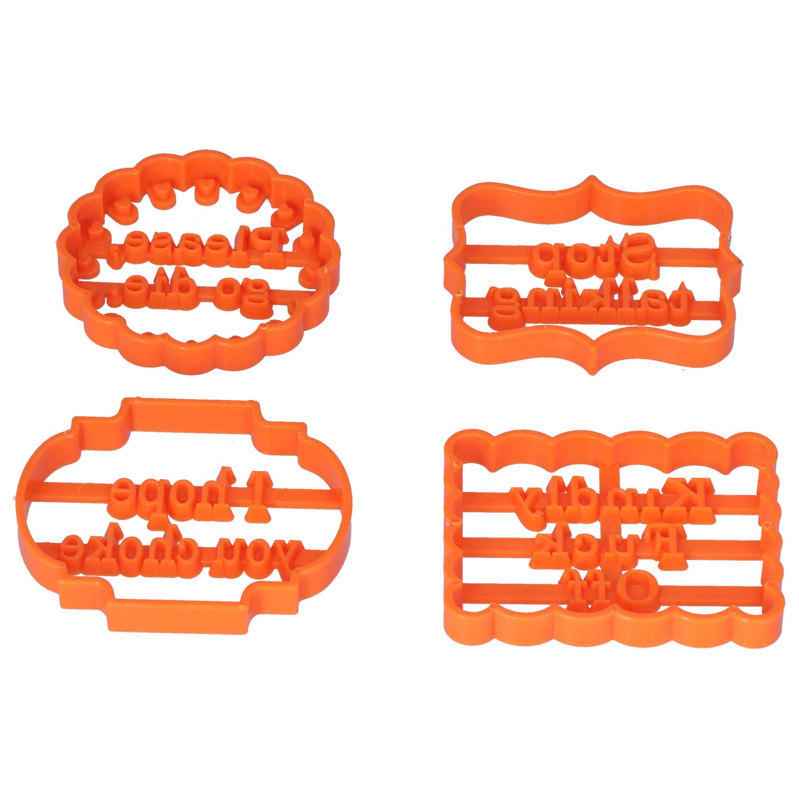 4 Stück Keksausstecher Keks Plastik DIY Backformen mit Phrasen für Zuhause Geburtstage Feiertage