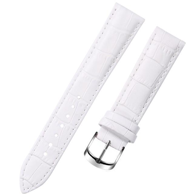8 10 12 14 15 16 17 18 19 20 mm Echtleder Uhrenarmband Uhrenarmband Armbanduhren Band weiblich rot weiß schwarz 15mm weiß