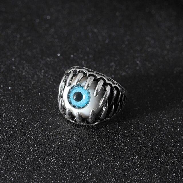Sale Kreative Ringe Retro Halloween Böse Augen Statement-Ringe Für Trendige Herrenschmuck 11 blau