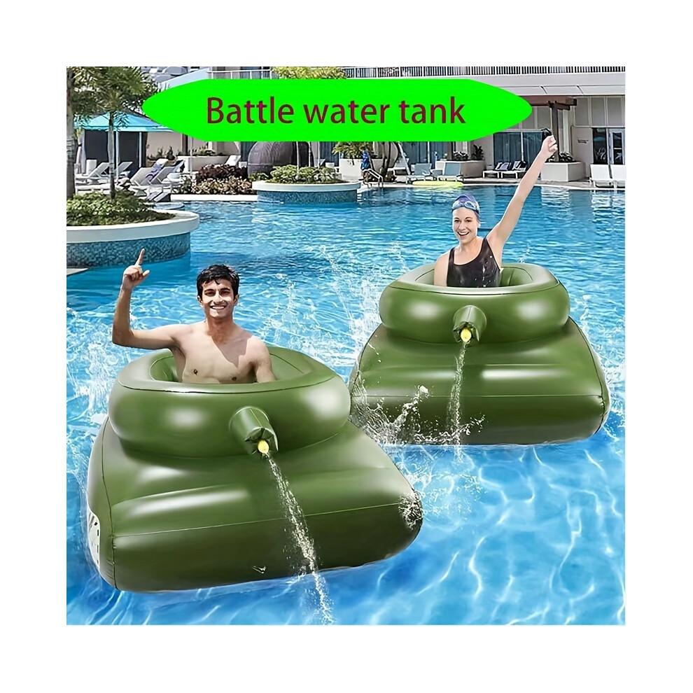(Kampfpanzer) 160cm PVC aufblasbarer Wassertank mit Wasserpistole, Schwimmender Pool Party Wasserspielzeug Schwimmende Luftmatratze Battle Tanks