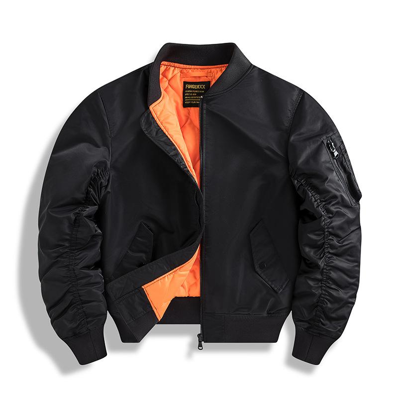 Baumwolljacke Herren Frühling und Herbst Fliegerjacke Freizeit Arbeitskleidung XL schwarz