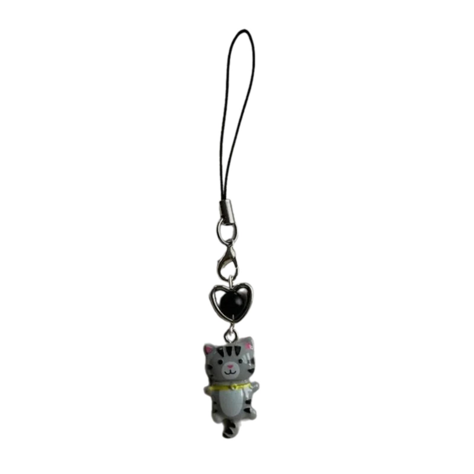 Handy-Lanyard Handgelenkschlaufe Katzenanhänger Schlüsselanhänger Abnehmbarer Handy-Anhänger Anti-Verlust Handy-Trageband Hängeschnur für Frauen grau