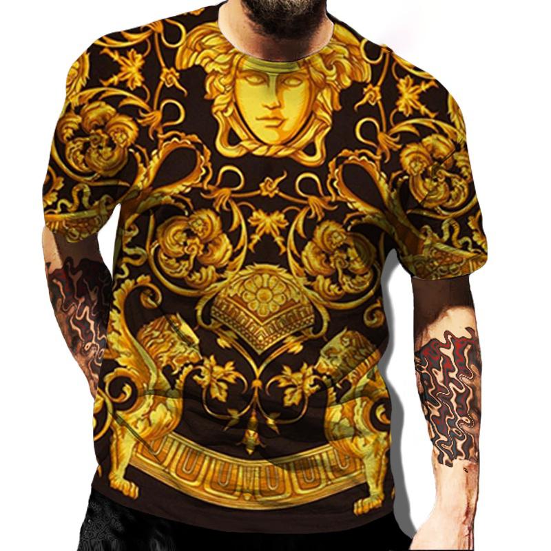 2024 heißer Verkauf Gold Gedruckt T-shirt Kurzarm Sommer Kinder Erwachsene Herrenmode Kurzarm Top 6XL black