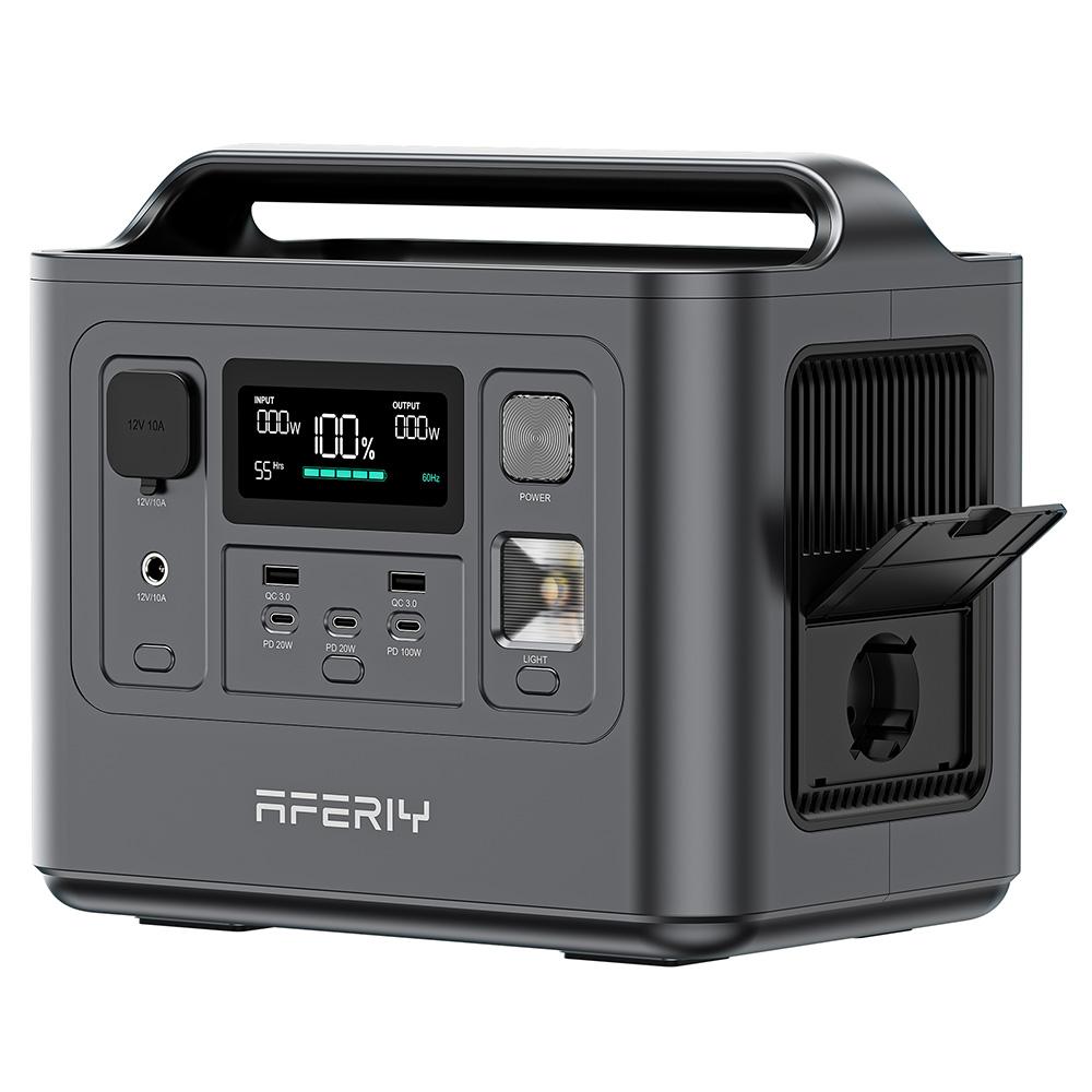 AFERIY P010 Tragbare Powerstation, 800W 512Wh Outdoor-Generator, 8 Ausgänge, 1,5 Stunden Vollladung, 3500+ Zyklen LiFePO₄-Batterie - EU-Stecker