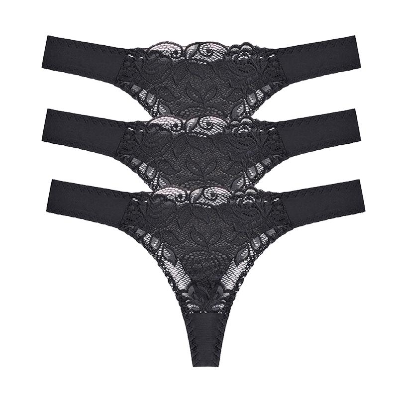 Julexy 3 Stück aushöhlen Damen Höschen G String Tangas Damen Tanga Höschen Sexy Slips Damen Unterwäsche S schwarz