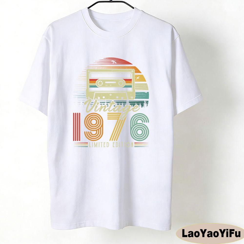 50. Geburtstag T-Shirt Vintage 1976 Limitierte Auflage Kassette T-Shirt 1976 Geburtstag T-Shirt Retro Stil Herren Damen Unisex 2XL white