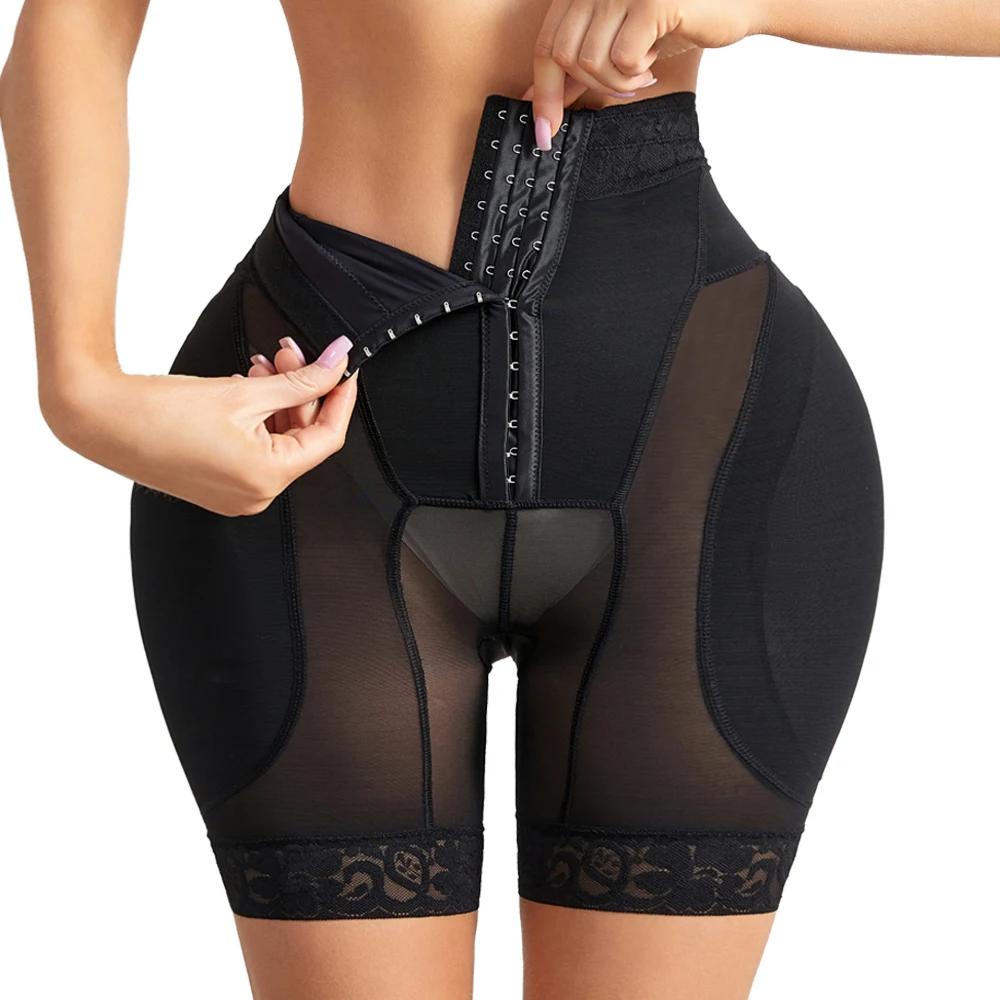 Damen Hohe Taille Hüftpolster Former Slips Gepolsterter Hüftverstärker Shapewear Shorts Atmungsaktive Po-Hebende Body Shaper Push-Up Slips L schwarz